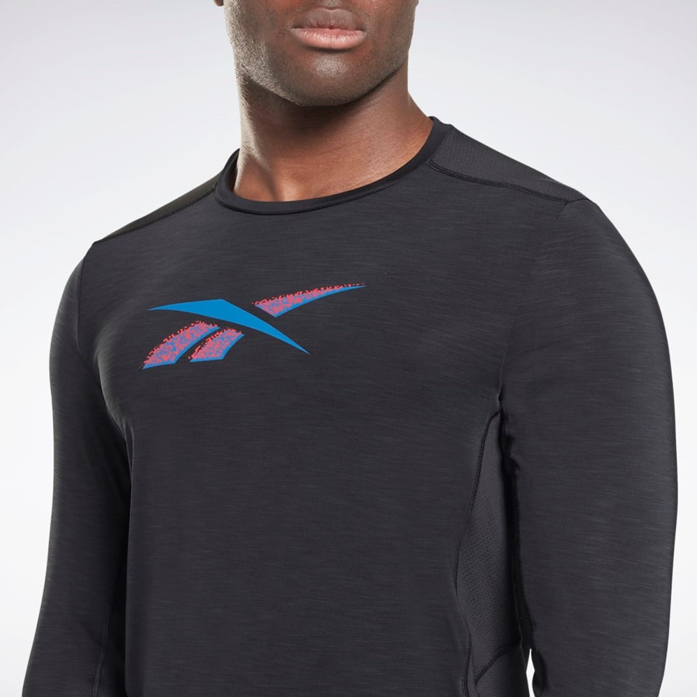 Reebok ACTIVCHILL Long Sleeve Athlete T-Shirt Svarta | UTDXJ-7249