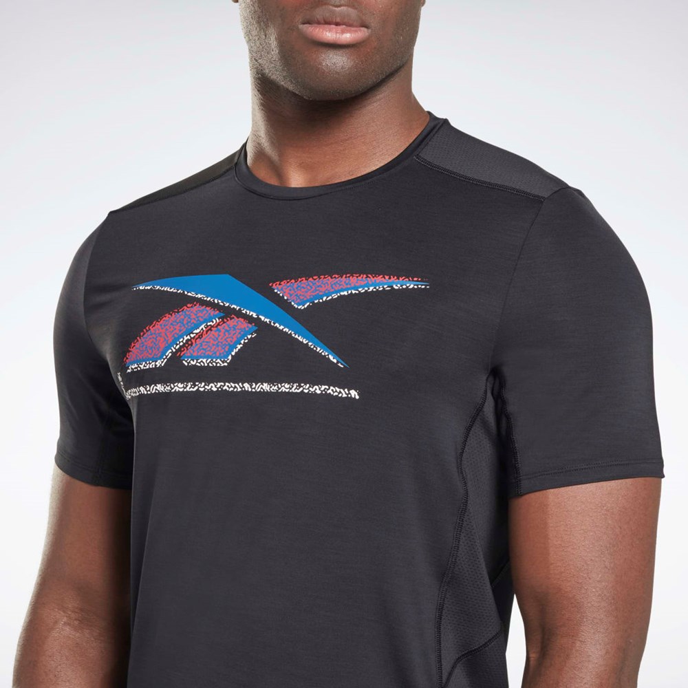 Reebok ACTIVCHILL Tryck Athlete T-Shirt Svarta | SBXLD-1704