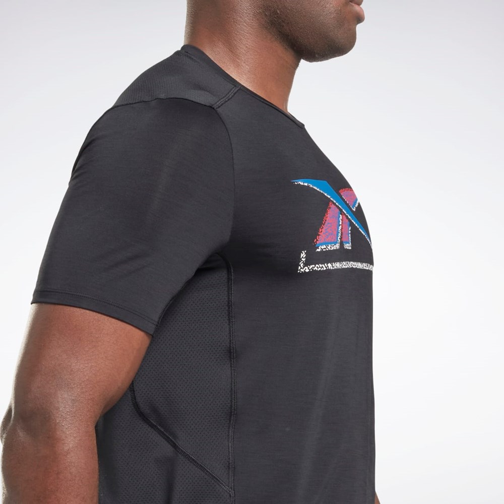 Reebok ACTIVCHILL Tryck Athlete T-Shirt Svarta | SBXLD-1704