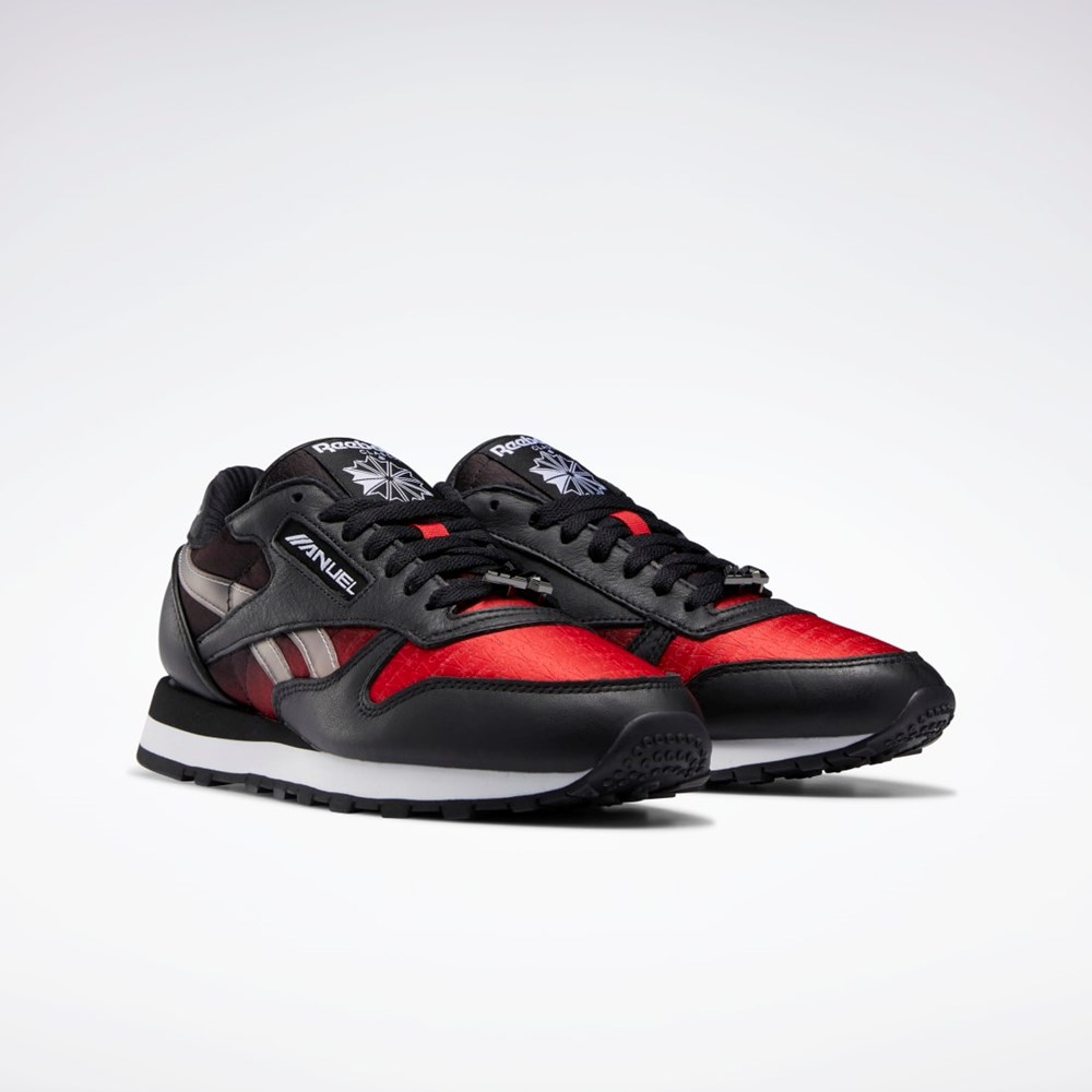 Reebok Anuel Classic Leather Shoes Svarta Röda Vita | BSMJL-7539