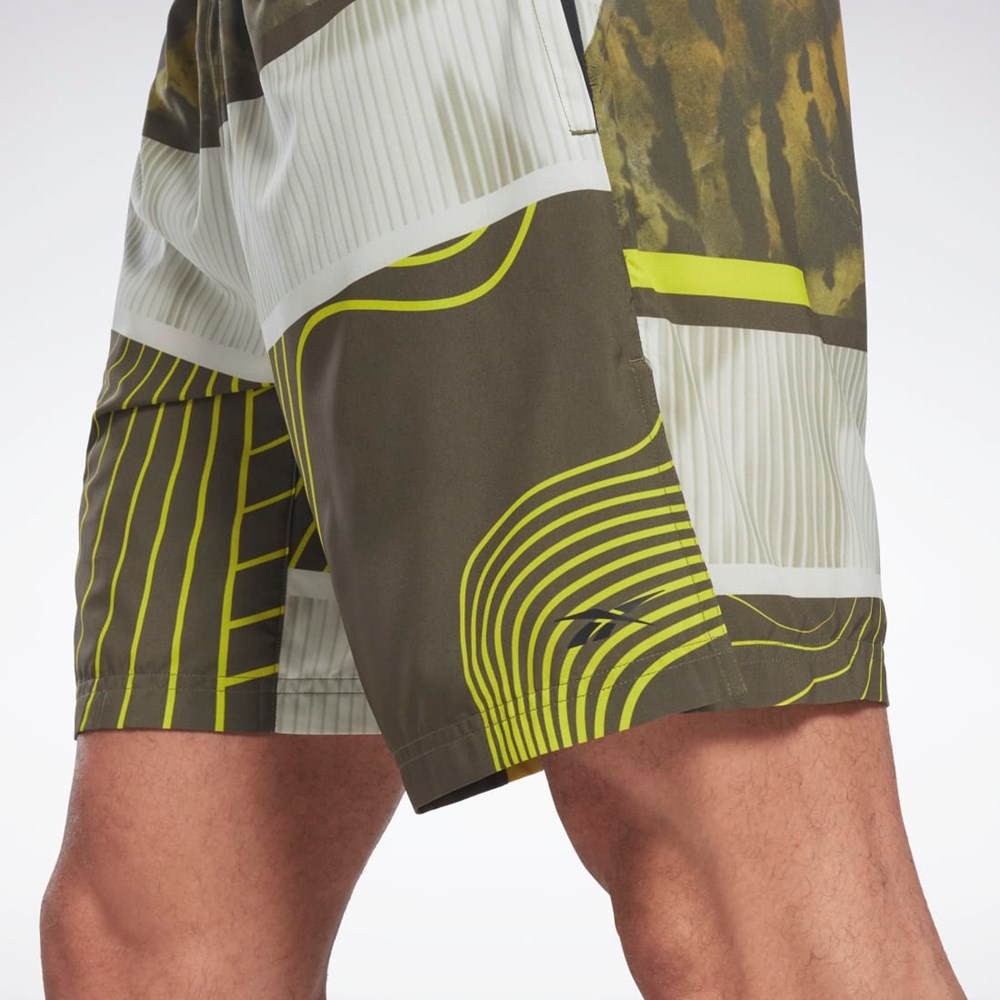 Reebok Austin Allover Print Shorts Gröna | GWFTA-5071