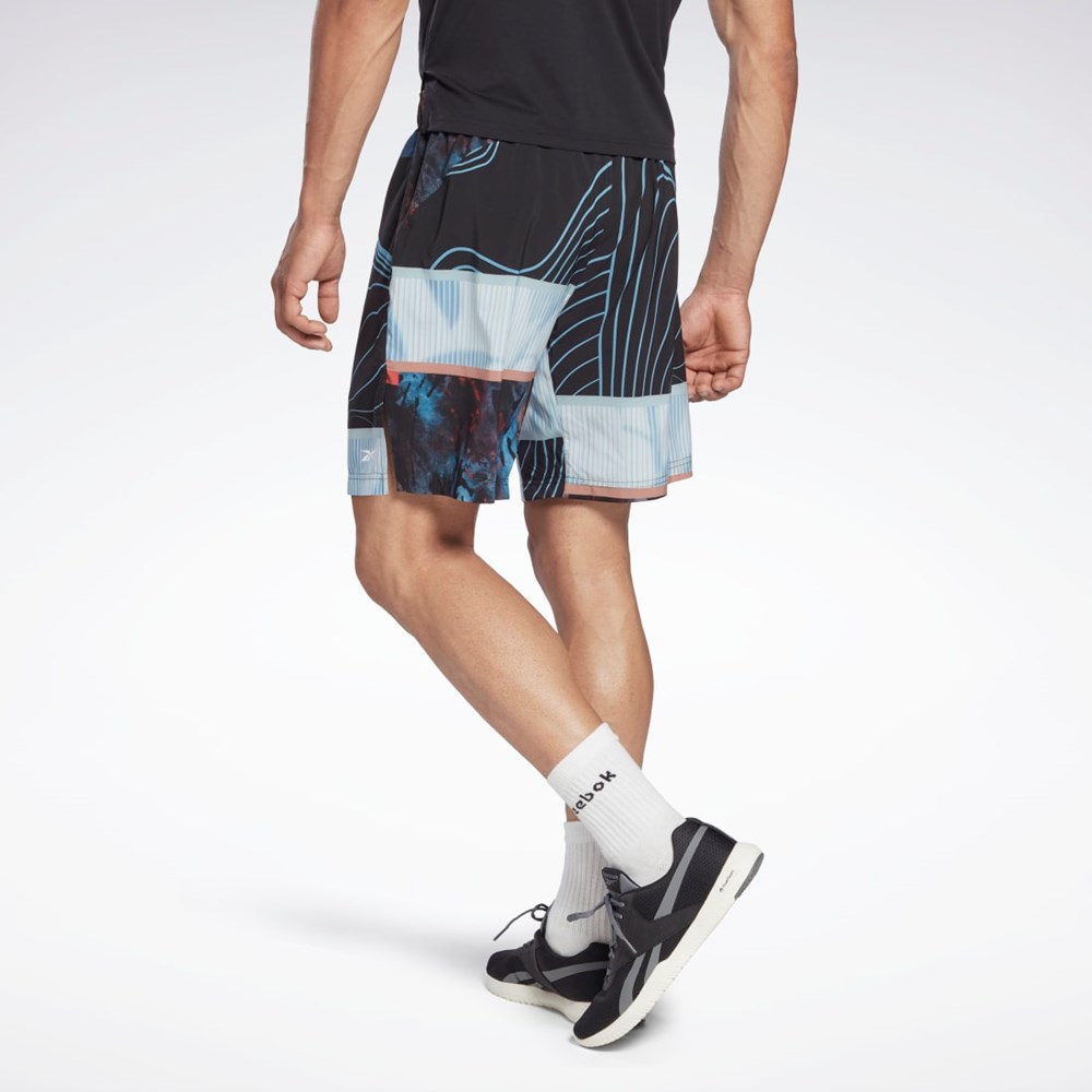 Reebok Austin Allover Print Shorts Svarta | YQJPR-8531