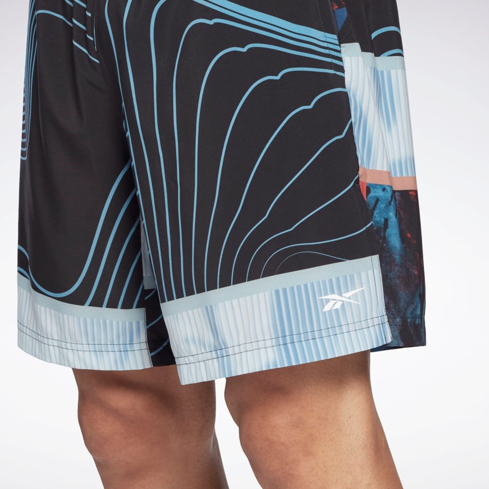 Reebok Austin Allover Print Shorts Svarta | YQJPR-8531