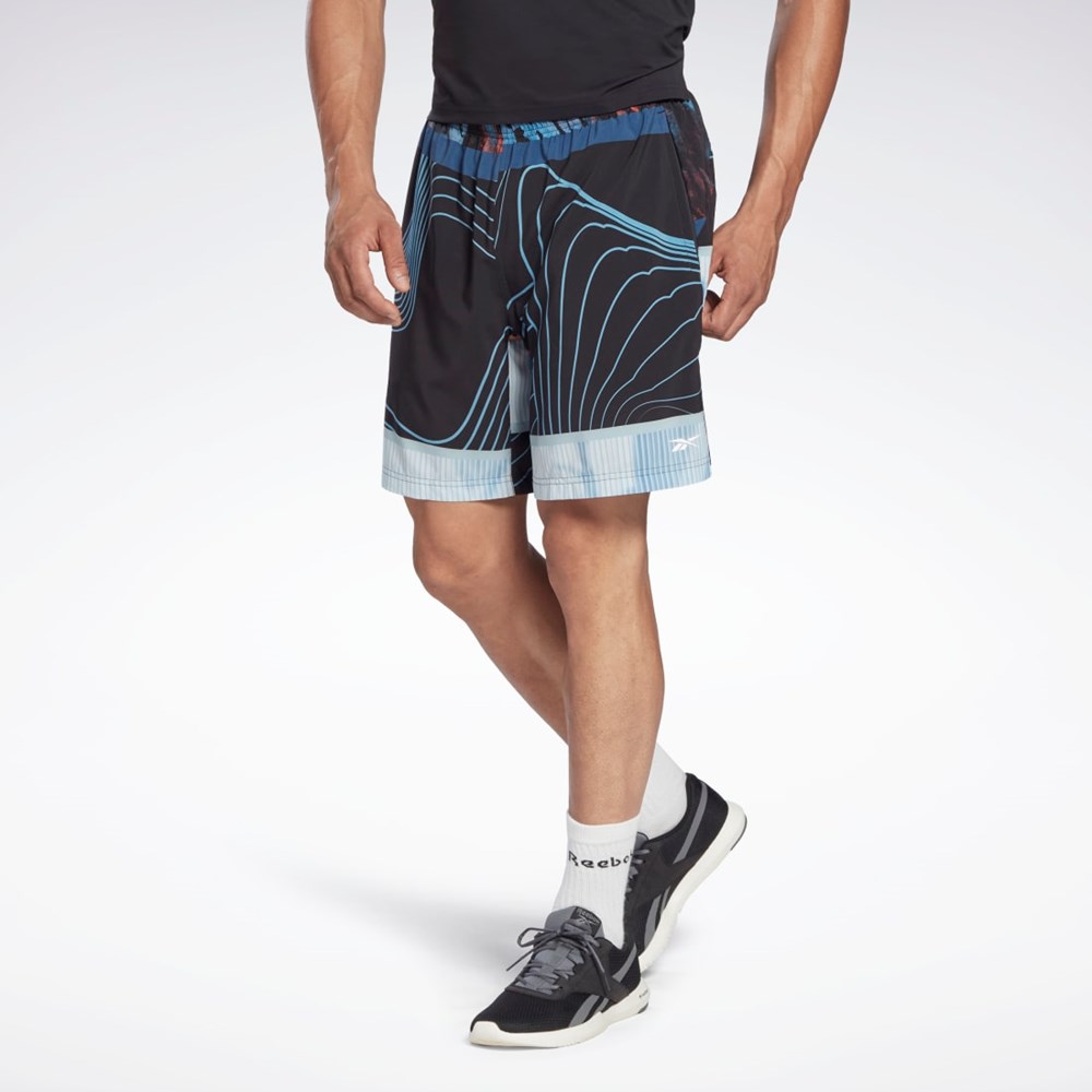 Reebok Austin Allover Print Shorts Svarta | YQJPR-8531