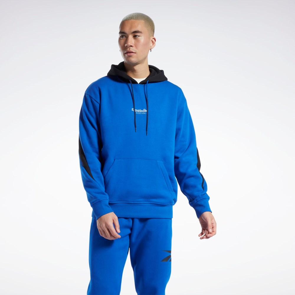 Reebok Basketball Back Vector Fleece Hoodie Blå | IWGSC-2483