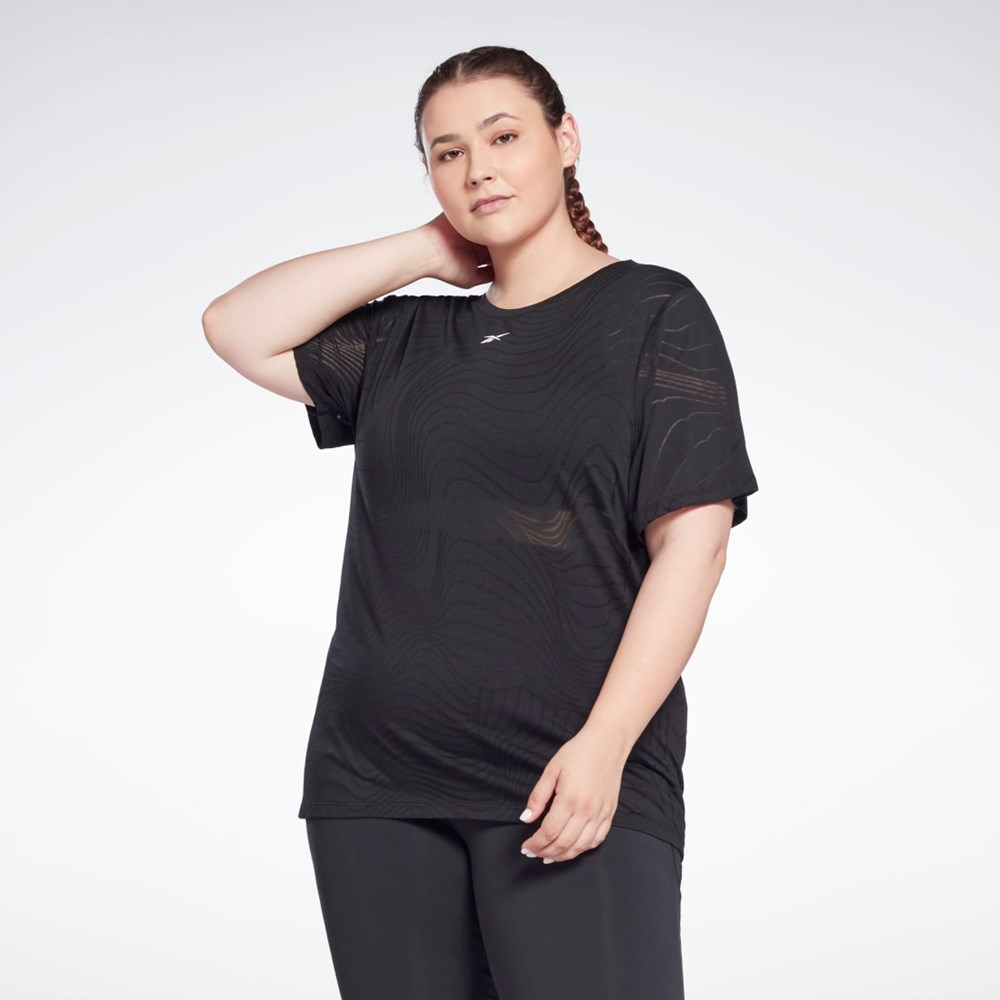 Reebok Burnout T-Shirt (Plus Size) Svarta | GVXDK-2415