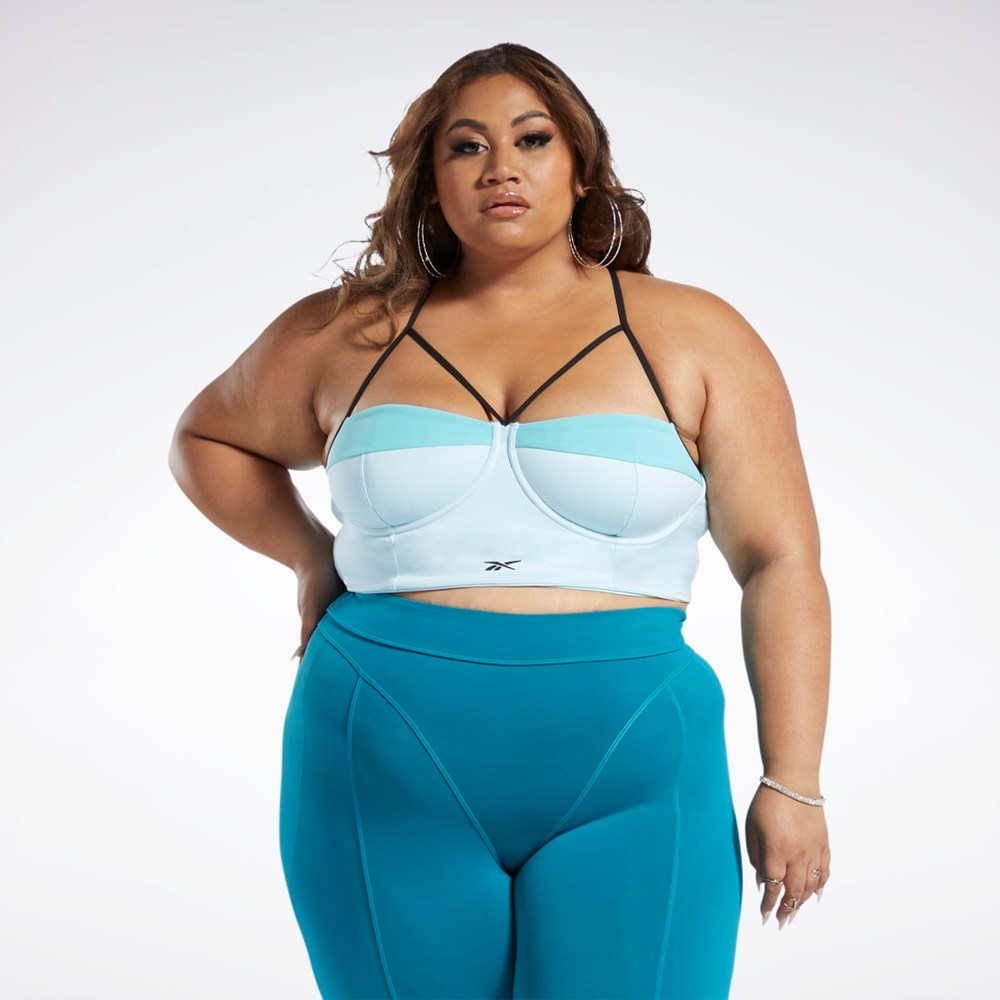 Reebok Cardi B Bralette (Plus Size) Blå Turkos | PBYRJ-0756