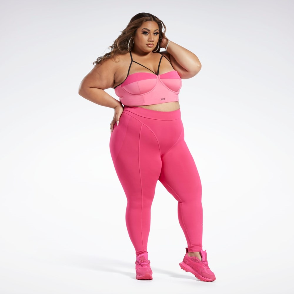 Reebok Cardi B Bralette (Plus Size) Rosa Rosa | AMCLP-0397