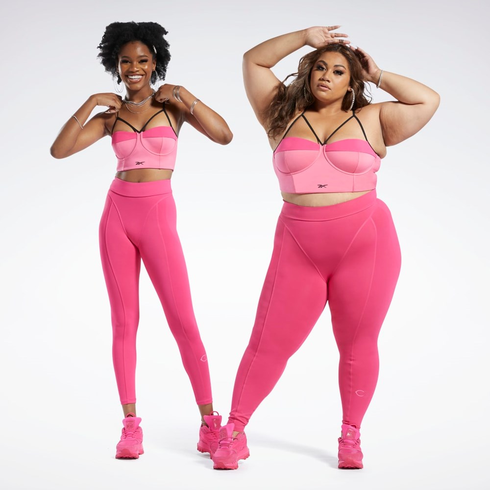 Reebok Cardi B Bralette (Plus Size) Rosa Rosa | AMCLP-0397