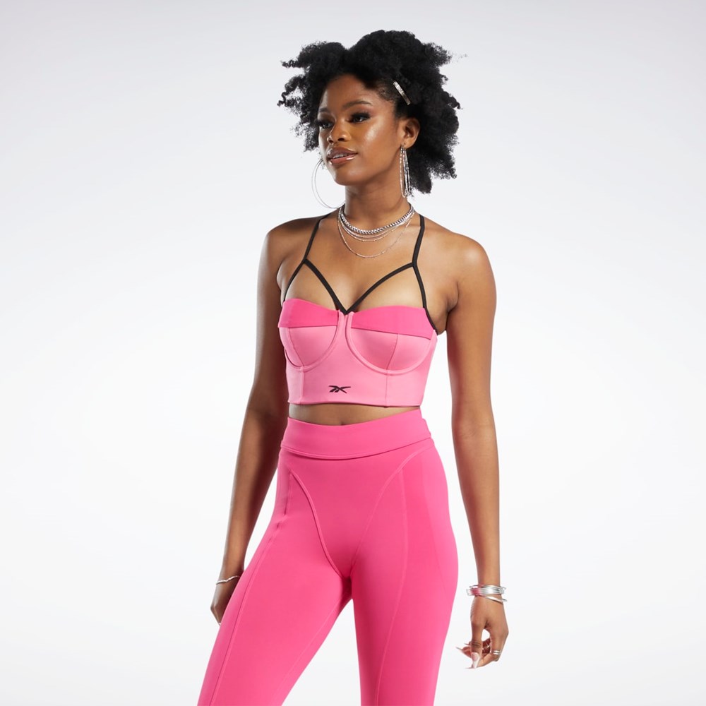 Reebok Cardi B Bralette Rosa Rosa | JIHBY-8250