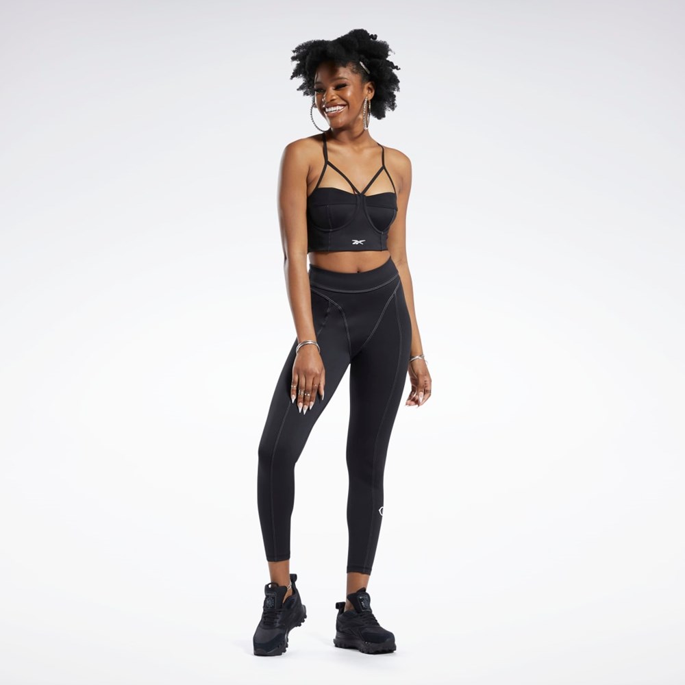 Reebok Cardi B Bralette Svarta Vita | CIEZU-0734