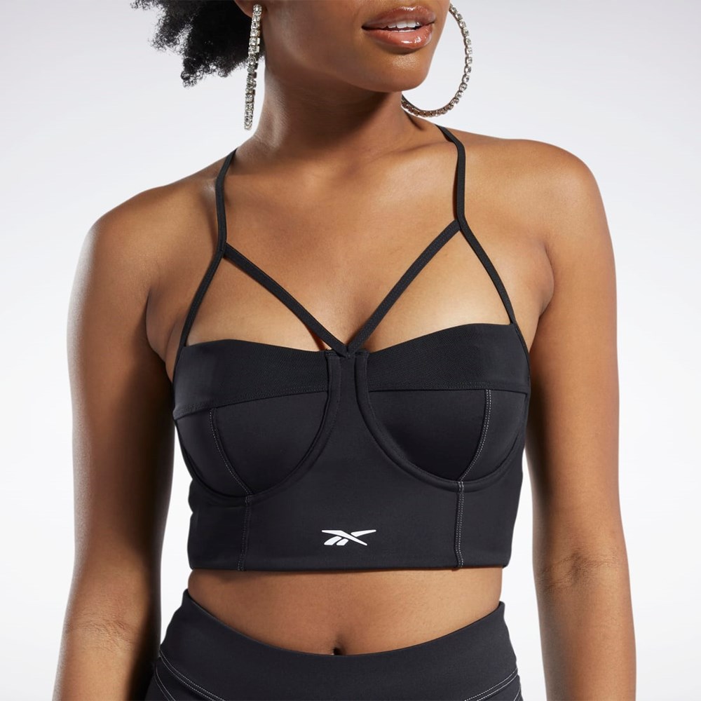 Reebok Cardi B Bralette Svarta Vita | CIEZU-0734