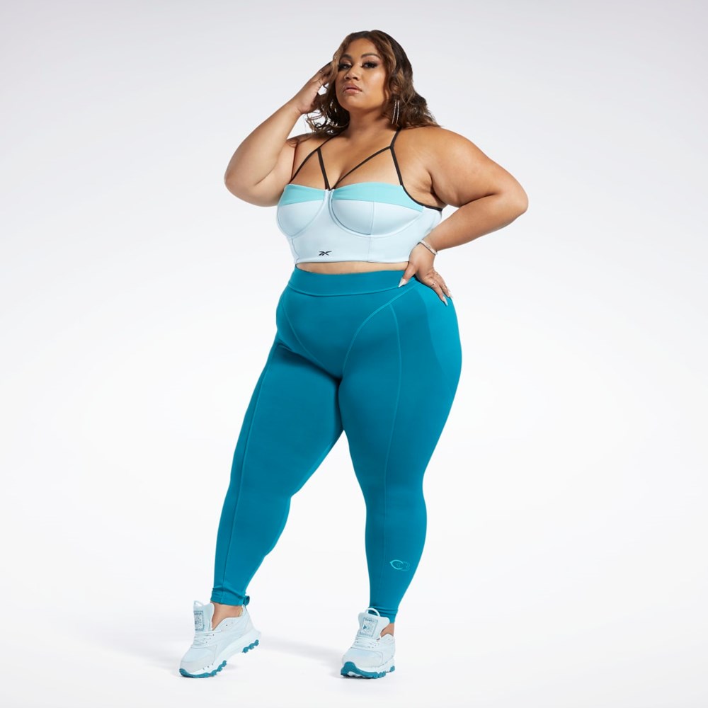 Reebok Cardi B High-Rise Tights (Plus Size) Seaport Teal | KAHOE-5031