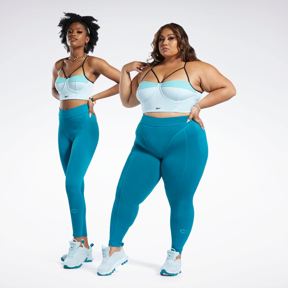 Reebok Cardi B High-Rise Tights (Plus Size) Seaport Teal | KAHOE-5031