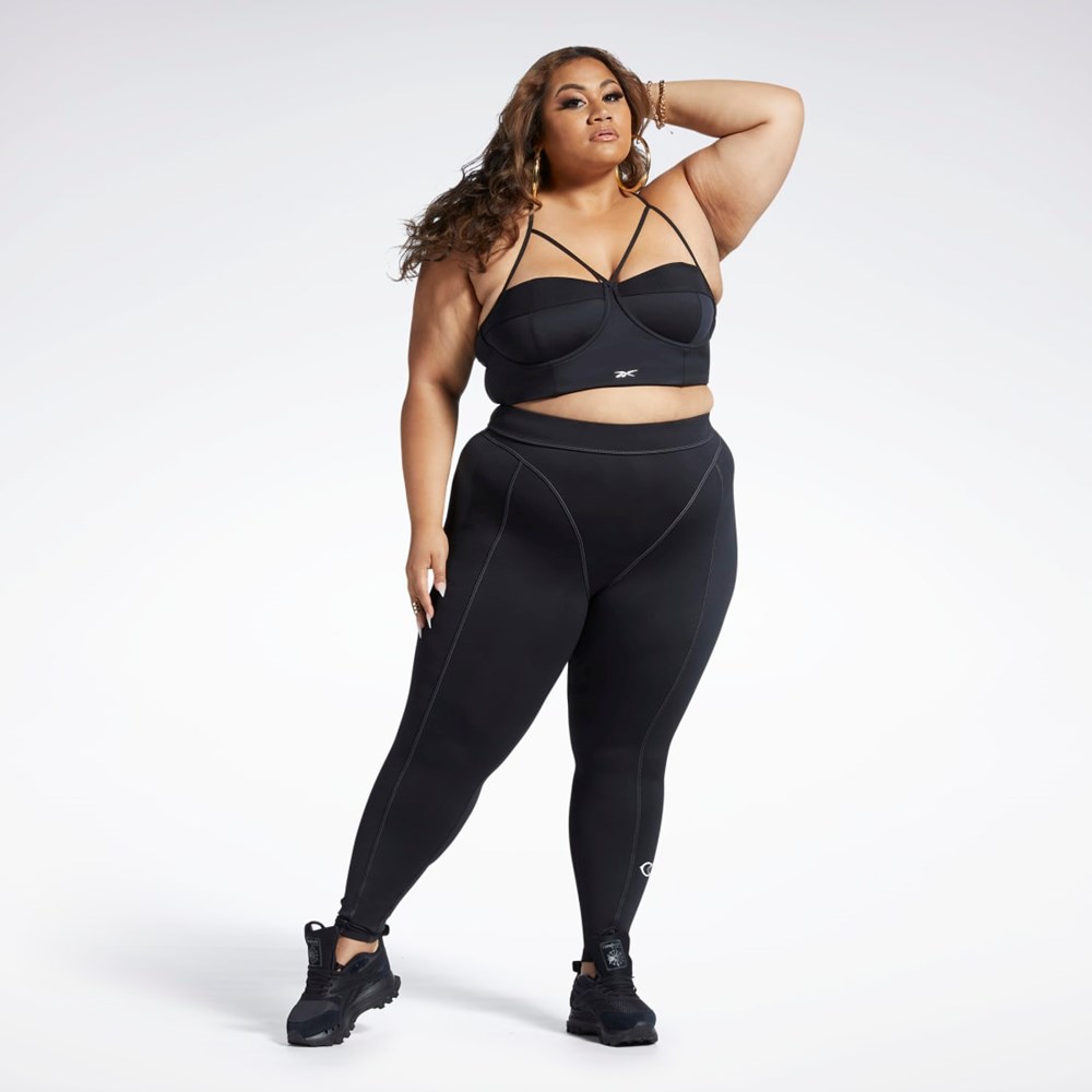 Reebok Cardi B High-Rise Tights (Plus Size) Svarta | VUXWI-6874