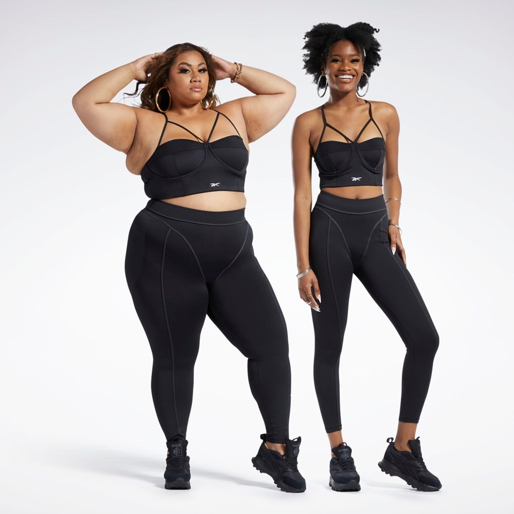 Reebok Cardi B High-Rise Tights (Plus Size) Svarta | VUXWI-6874