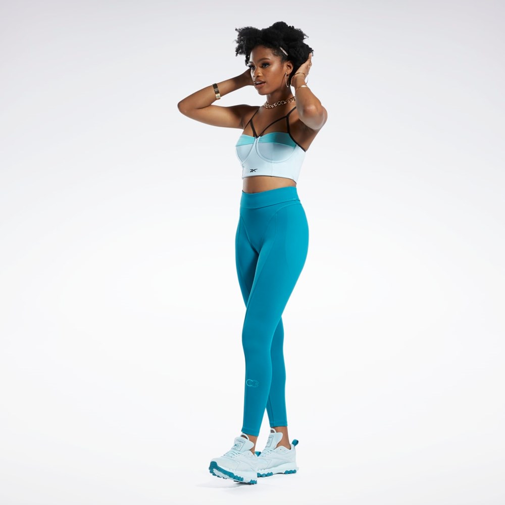 Reebok Cardi B High-Rise Tights Seaport Teal | AQVOH-1457