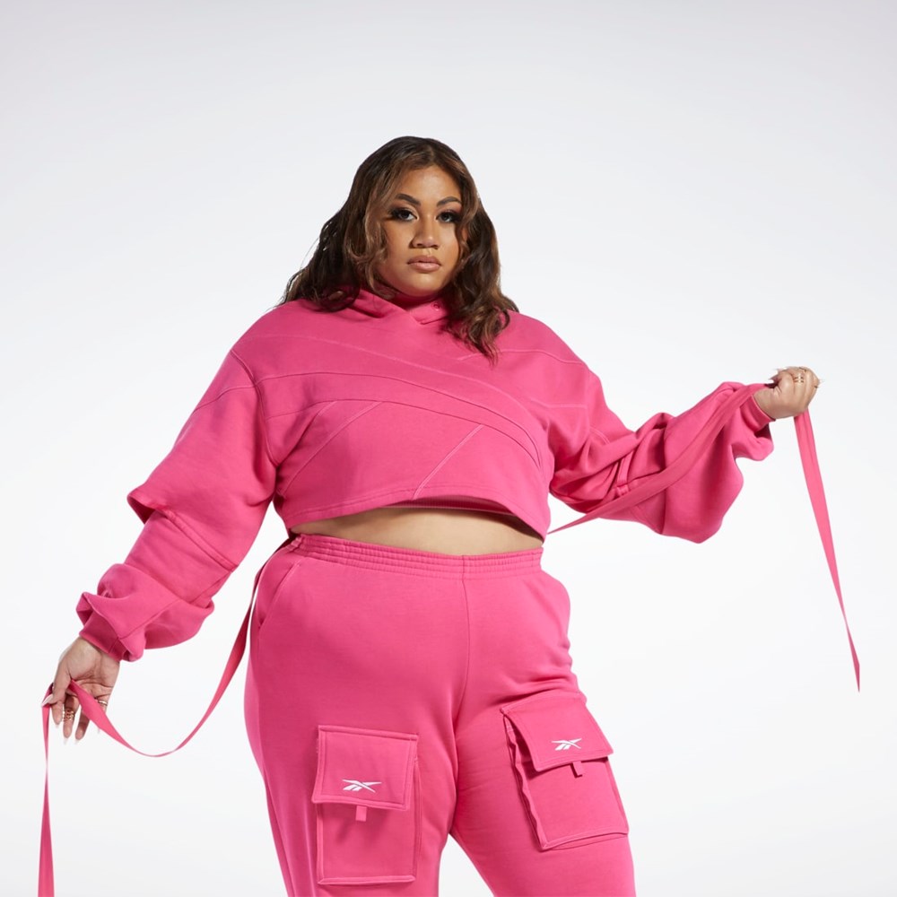 Reebok Cardi B Knit Hoodie (Plus Size) Rosa Rosa | DWGNR-2854