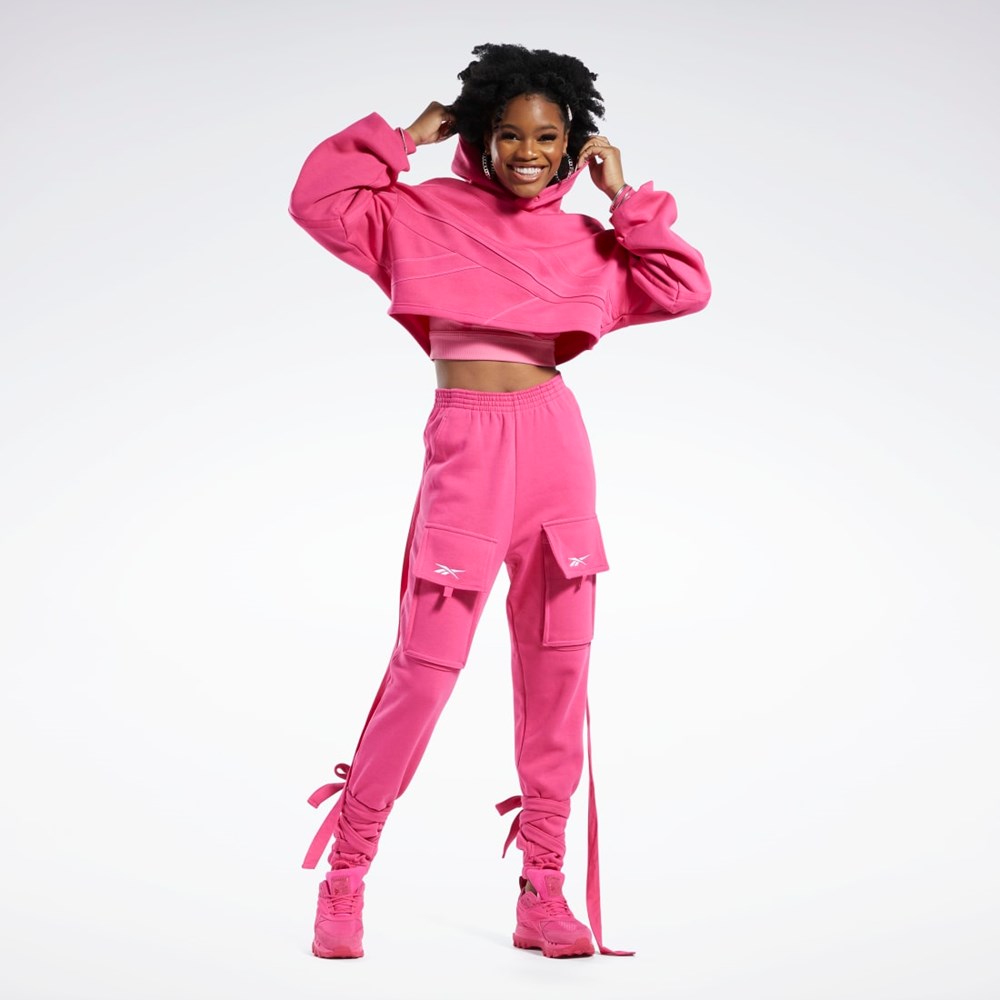 Reebok Cardi B Knit Hoodie Rosa Rosa | LYTUS-6239