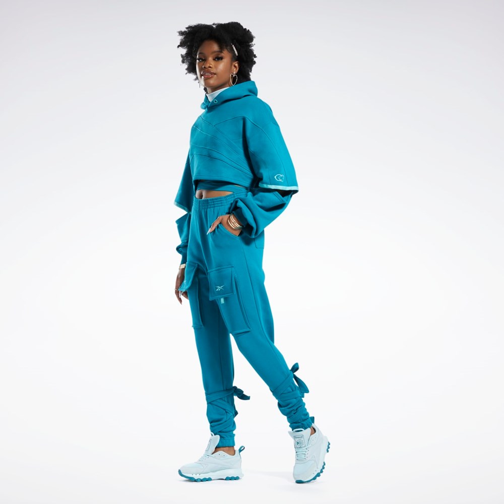 Reebok Cardi B Knit Hoodie Seaport Teal / Seaport Teal | LBEOJ-5869