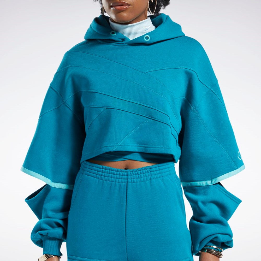 Reebok Cardi B Knit Hoodie Seaport Teal / Seaport Teal | LBEOJ-5869