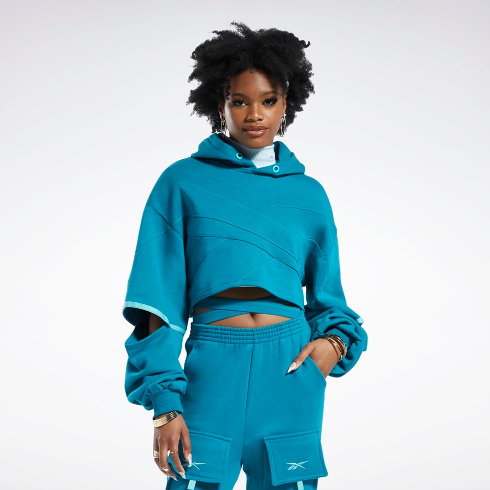 Reebok Cardi B Knit Hoodie Seaport Teal / Seaport Teal | LBEOJ-5869