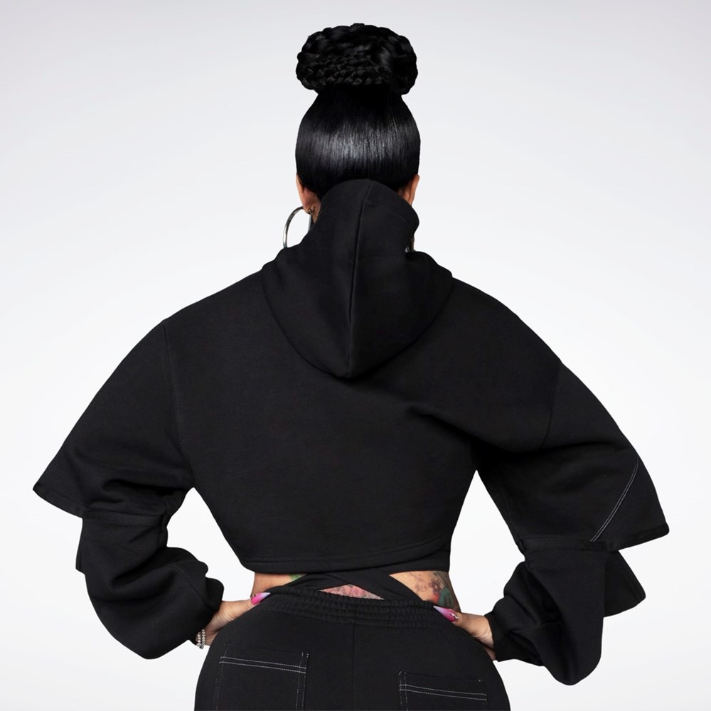 Reebok Cardi B Knit Hoodie Svarta Svarta | YFGBX-6304