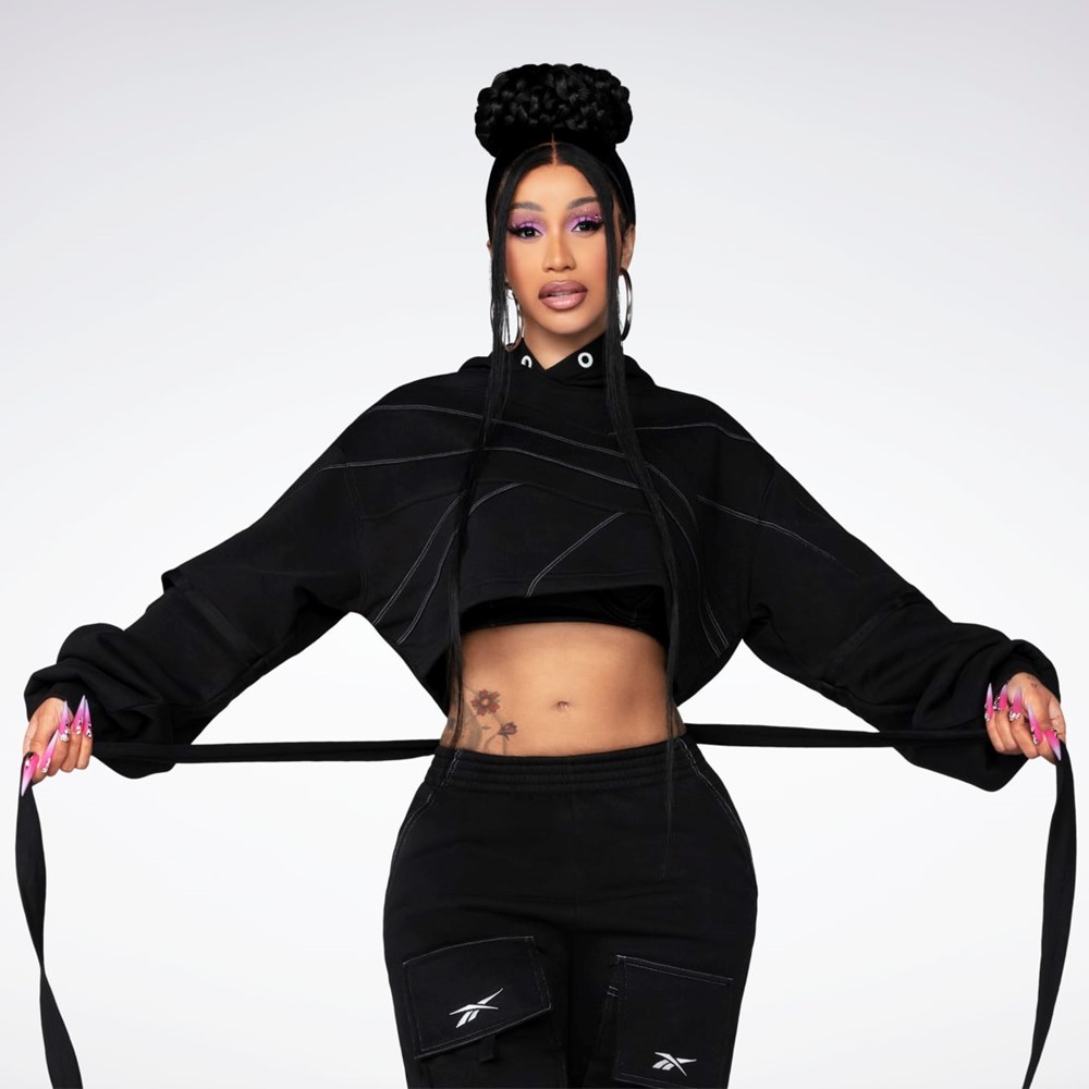 Reebok Cardi B Knit Hoodie Svarta Svarta | YFGBX-6304