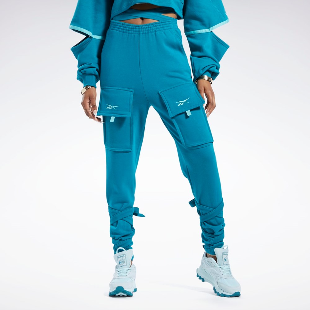 Reebok Cardi B Knit Pants Seaport Teal | KVMZB-8021