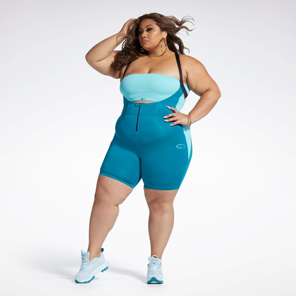 Reebok Cardi B Leotard (Plus Size) Seaport Teal | FEXHA-9803