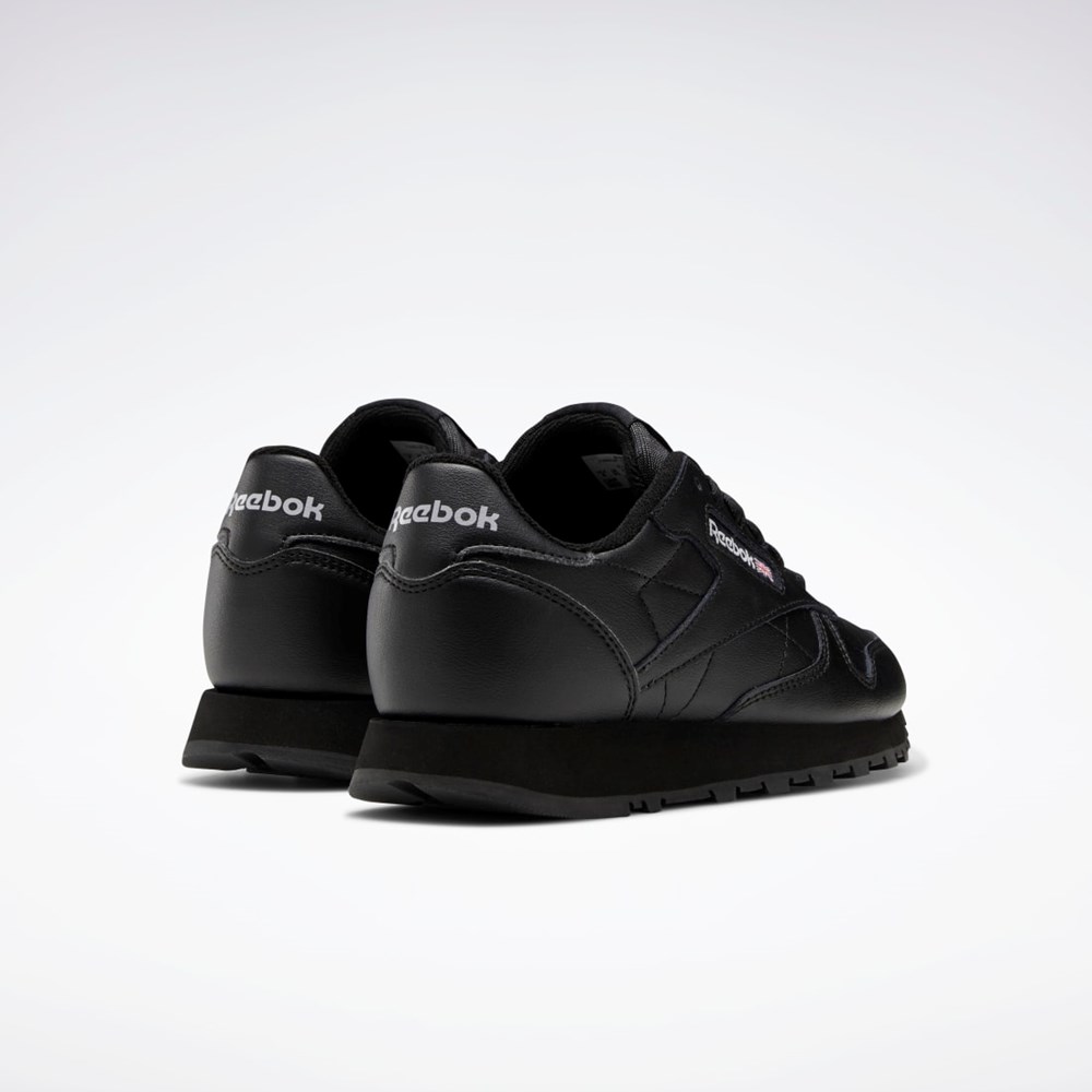 Reebok Classic Leather Shoes - Grade School Svarta Svarta Svarta | NYFPQ-6309