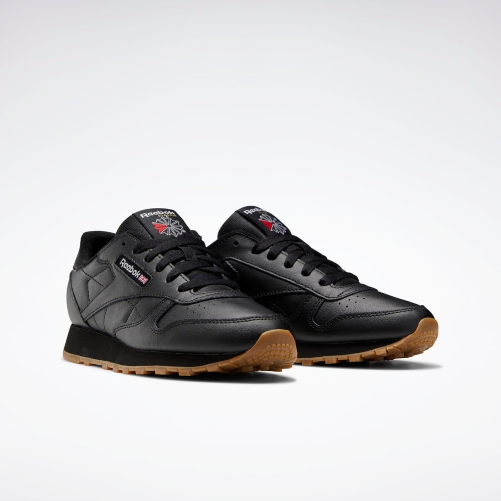 Reebok Classic Leather Shoes - Grade School Svarta Svarta | WBRCJ-5289