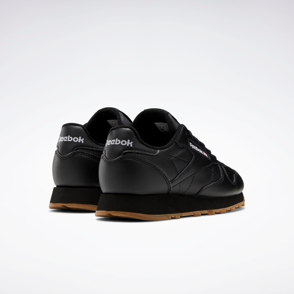 Reebok Classic Leather Shoes - Grade School Svarta Svarta | WBRCJ-5289