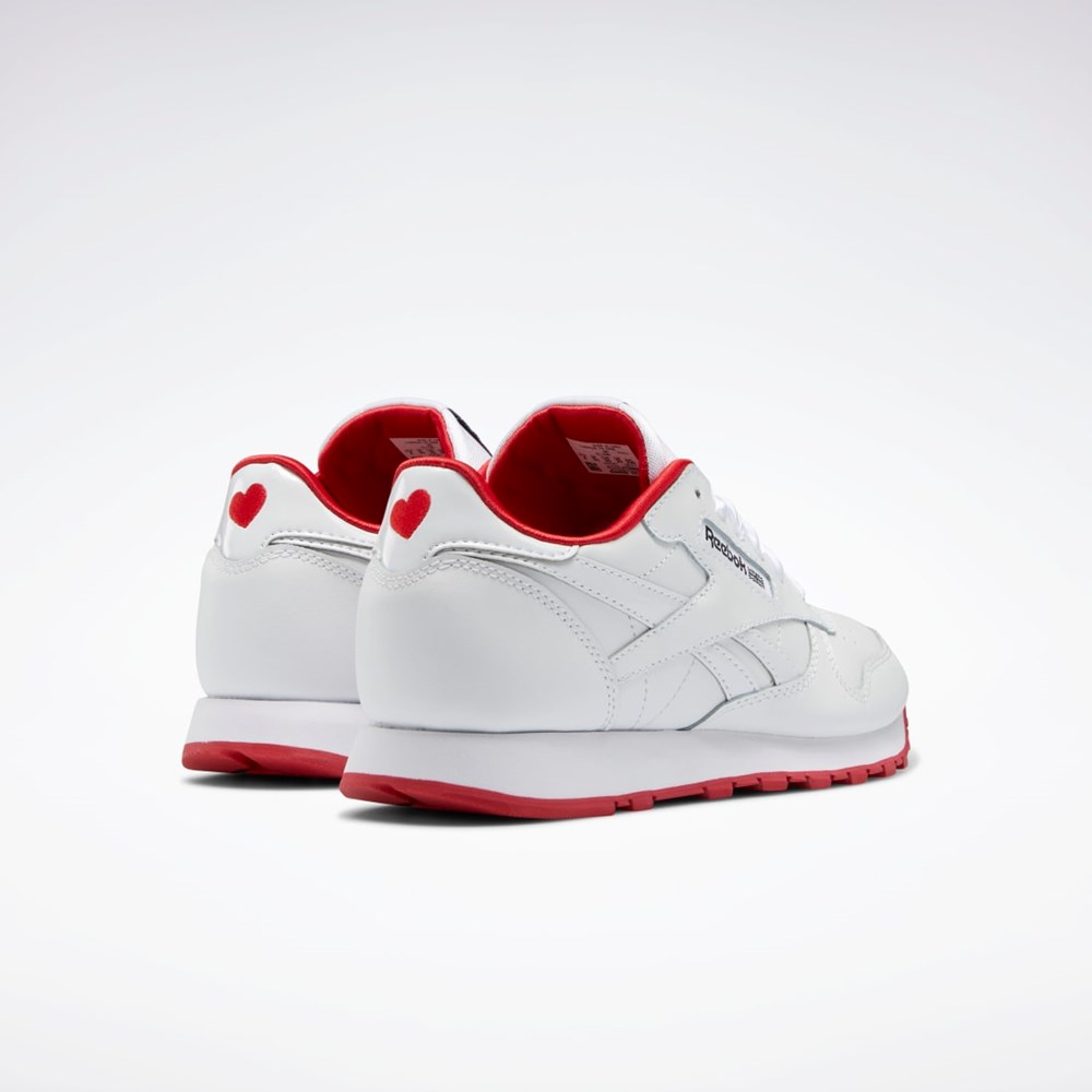 Reebok Classic Leather Shoes - Grade School Vita Vita Röda | YSQHI-1958