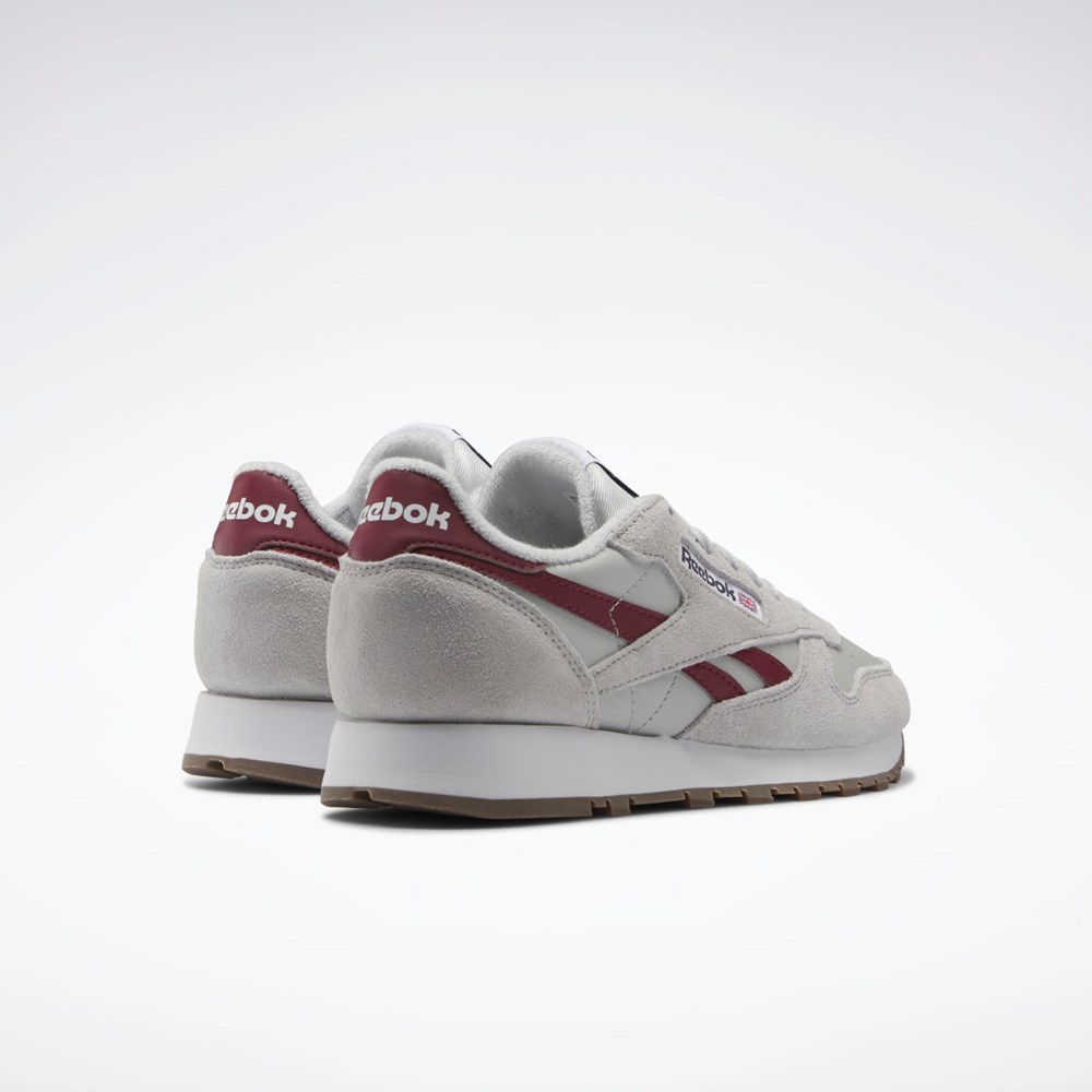 Reebok Classic Leather Shoes Grå Grå Vinröda | NSZIP-5023