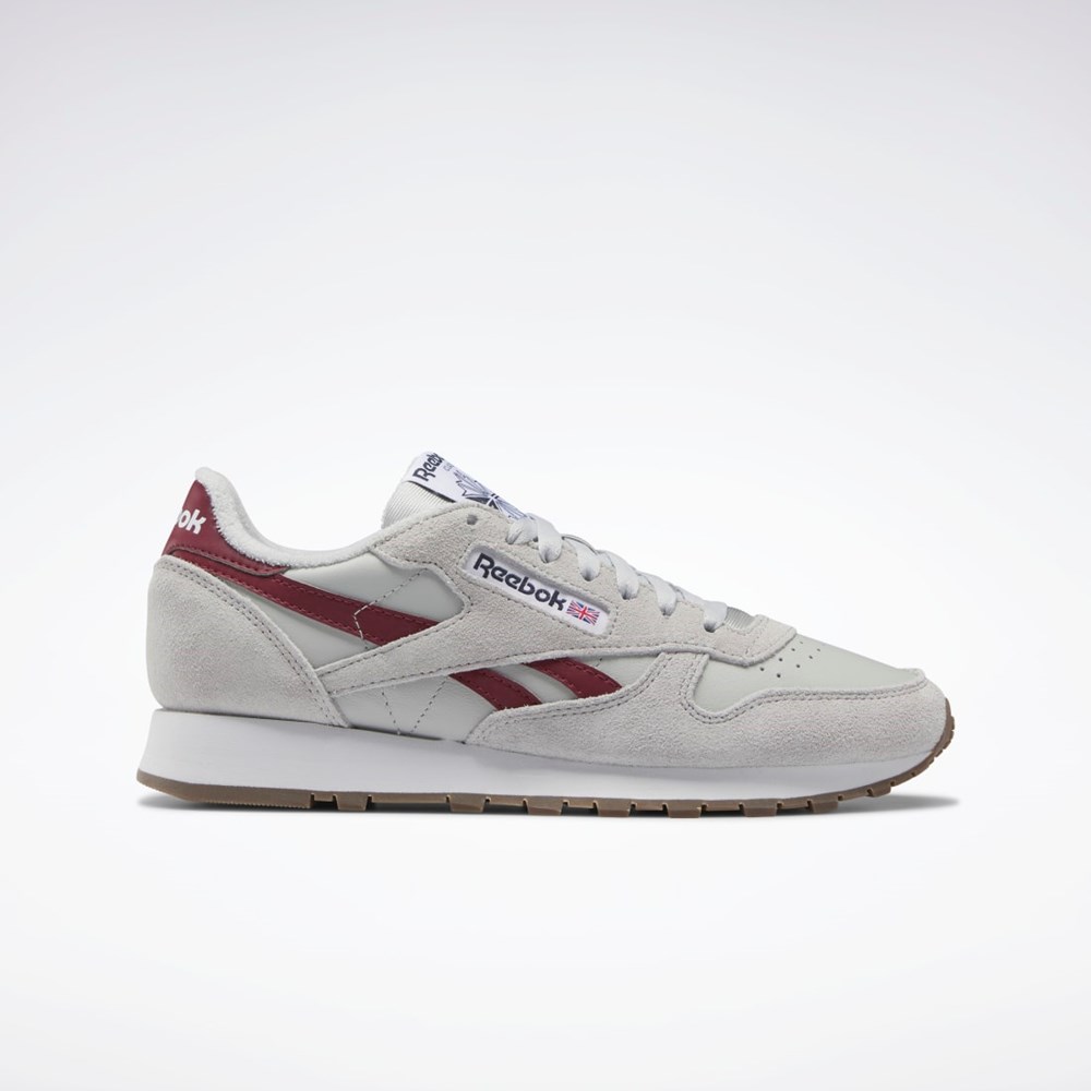 Reebok Classic Leather Shoes Grå Grå Vinröda | WYGPJ-7241