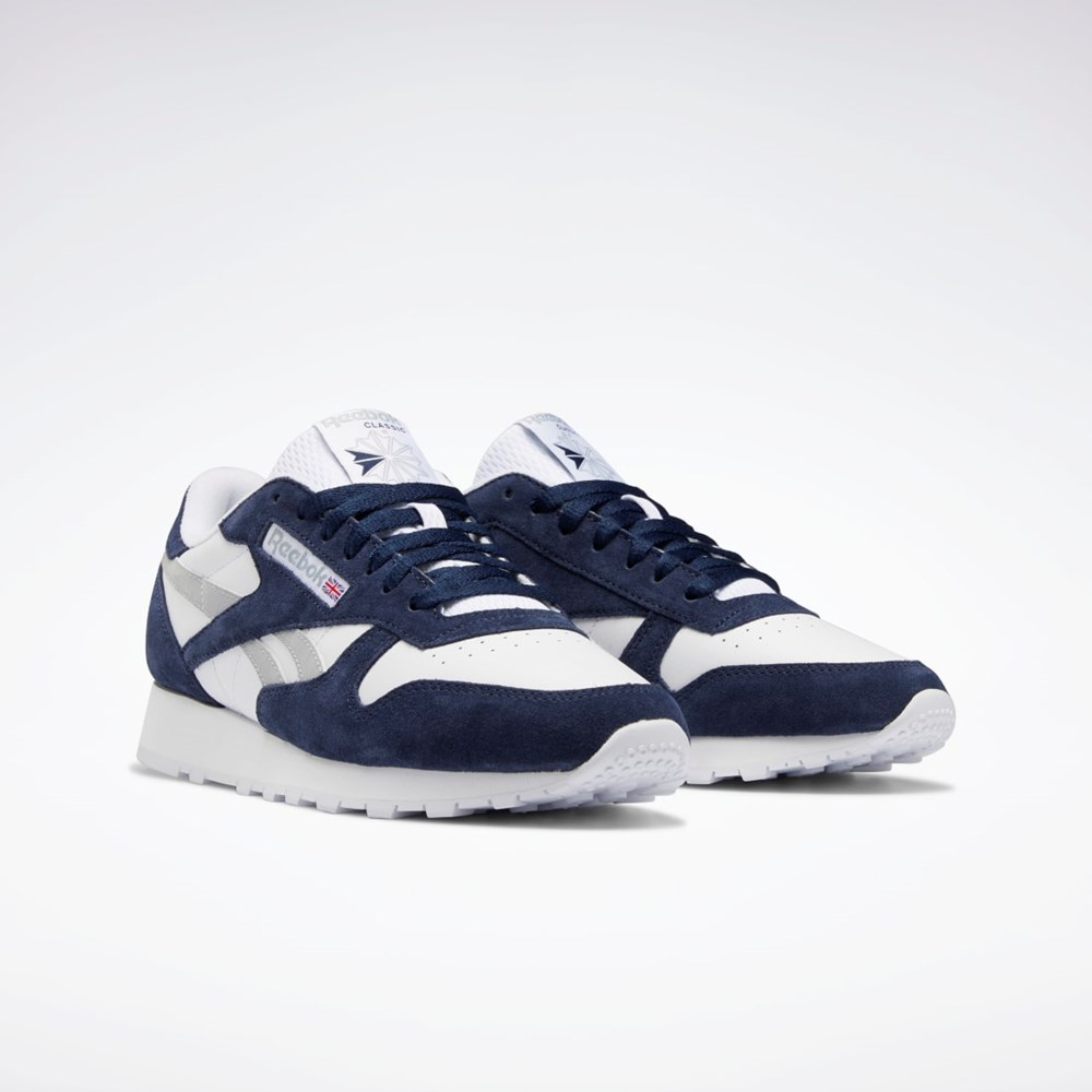 Reebok Classic Leather Shoes Marinblå Vita Grå | CEJBH-8460