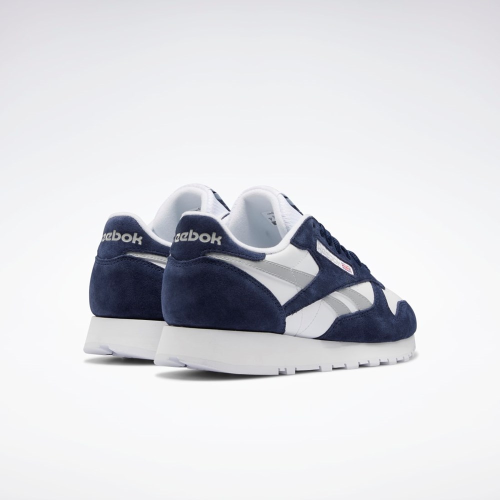 Reebok Classic Leather Shoes Marinblå Vita Grå | CEJBH-8460