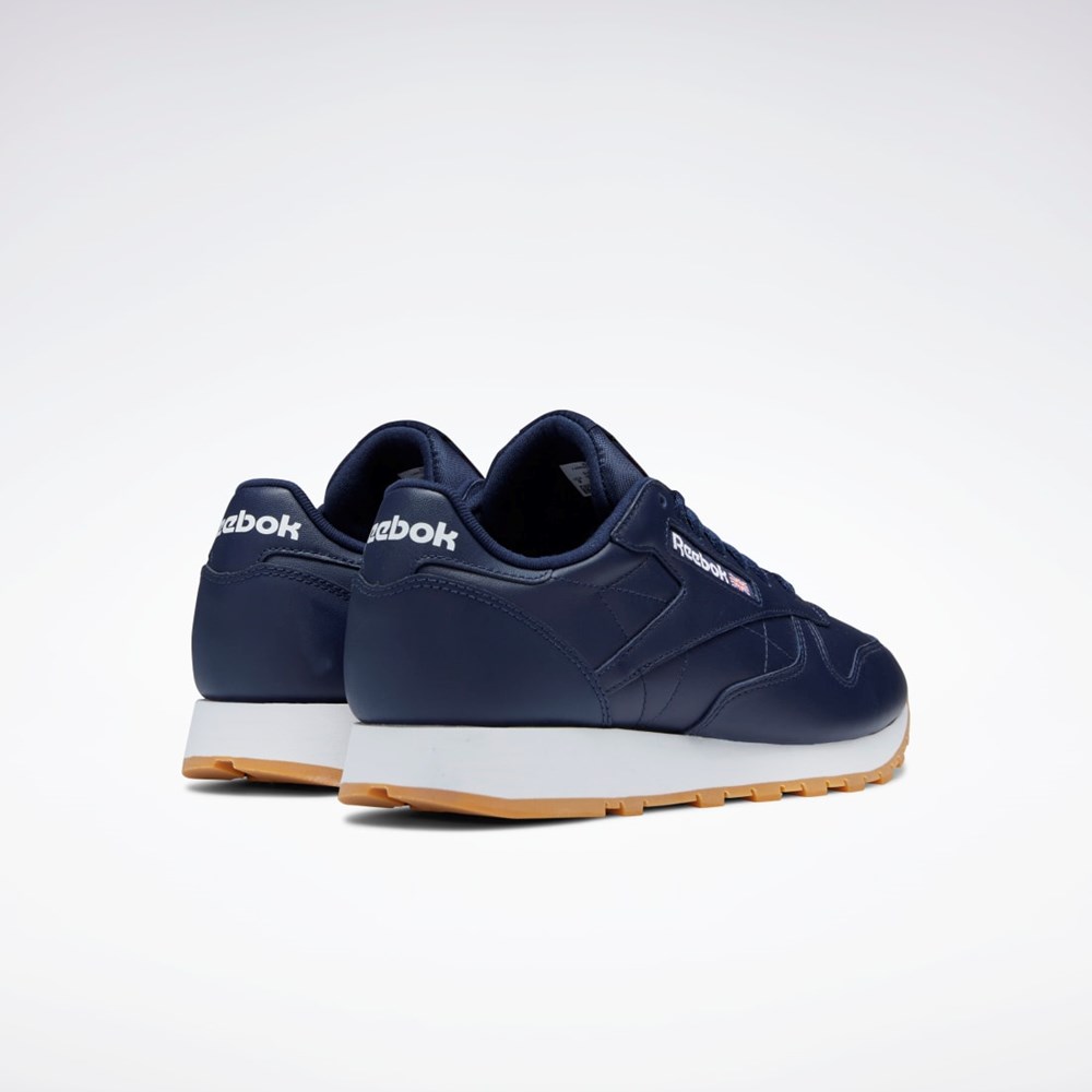 Reebok Classic Leather Shoes Marinblå Vita | MBRGK-9062