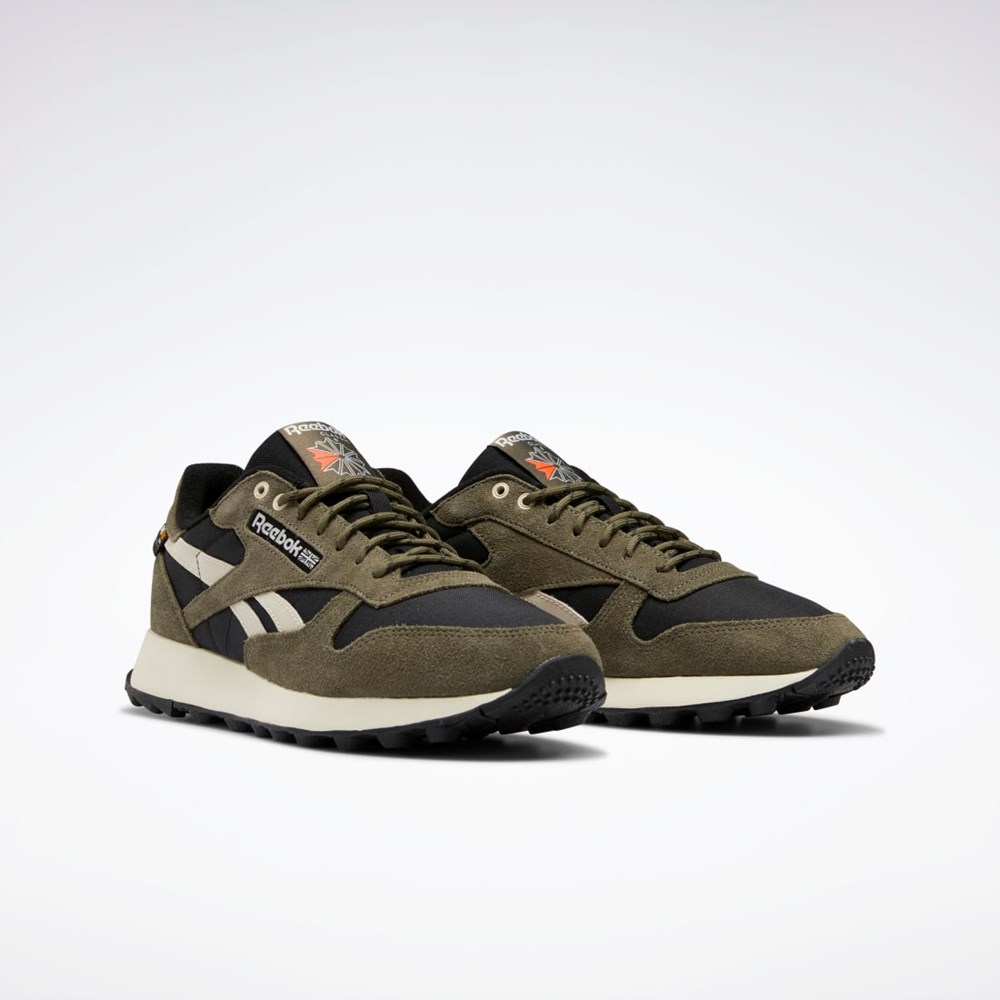 Reebok Classic Leather Shoes Svarta Gröna | GTBPD-9728