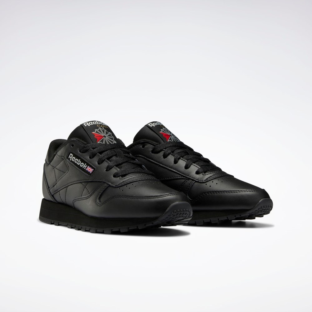 Reebok Classic Leather Shoes Svarta Svarta Grå | OUHIV-6518