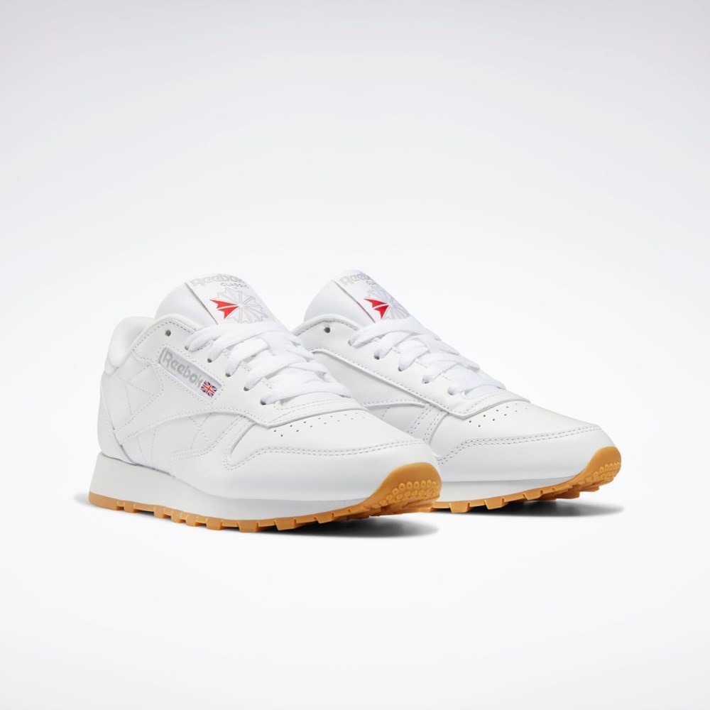 Reebok Classic Leather Shoes Vita Grå | KHTNO-4021