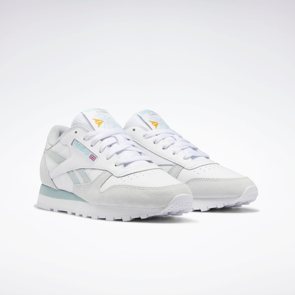 Reebok Classic Leather Shoes Vita Grå Grå | HKTPB-4870