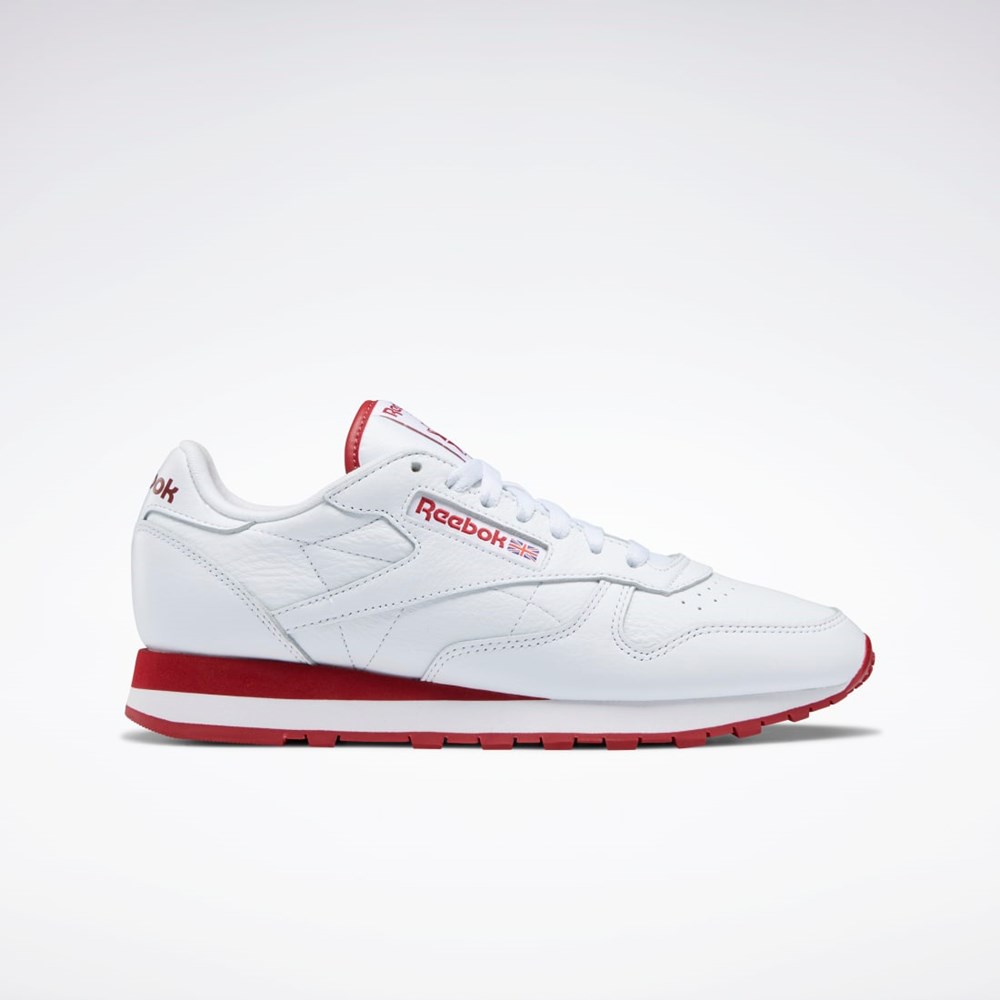 Reebok Classic Leather Shoes Vita Röda Vita | LPDAE-7612