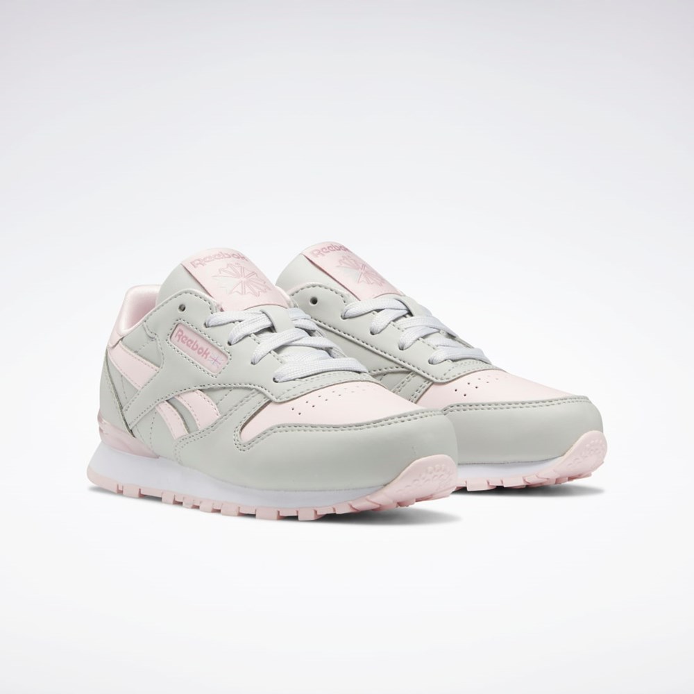 Reebok Classic Leather Step 'n' Flash Shoes - Preschool Grå Grå Rosa | DZHIQ-1479