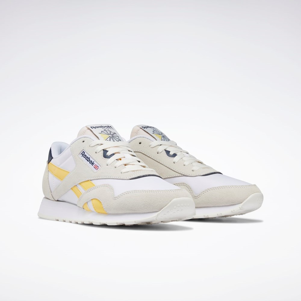 Reebok Classic Nylon Shoes Vita Marinblå | AXBMG-6340