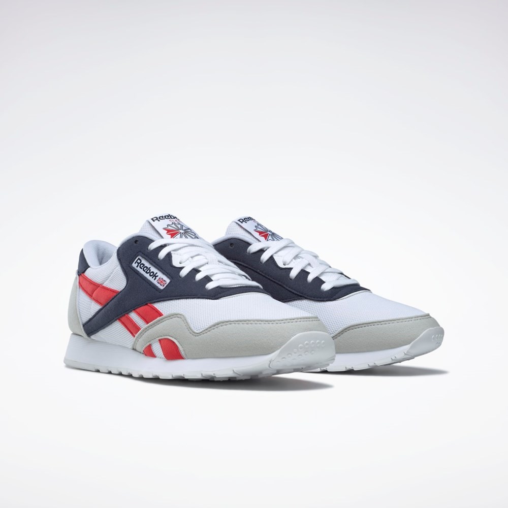 Reebok Classic Nylon Shoes Vita Marinblå Röda | OLKUZ-9720