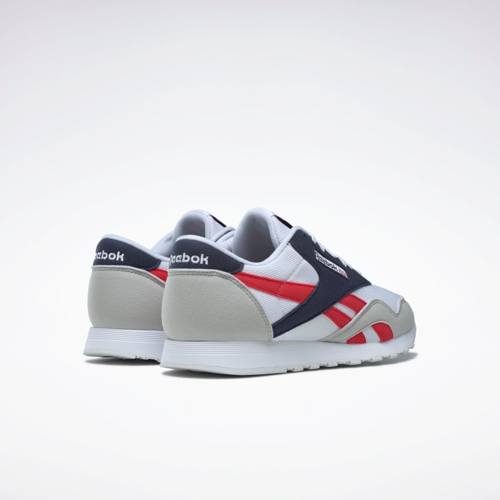 Reebok Classic Nylon Shoes Vita Marinblå Röda | OLKUZ-9720