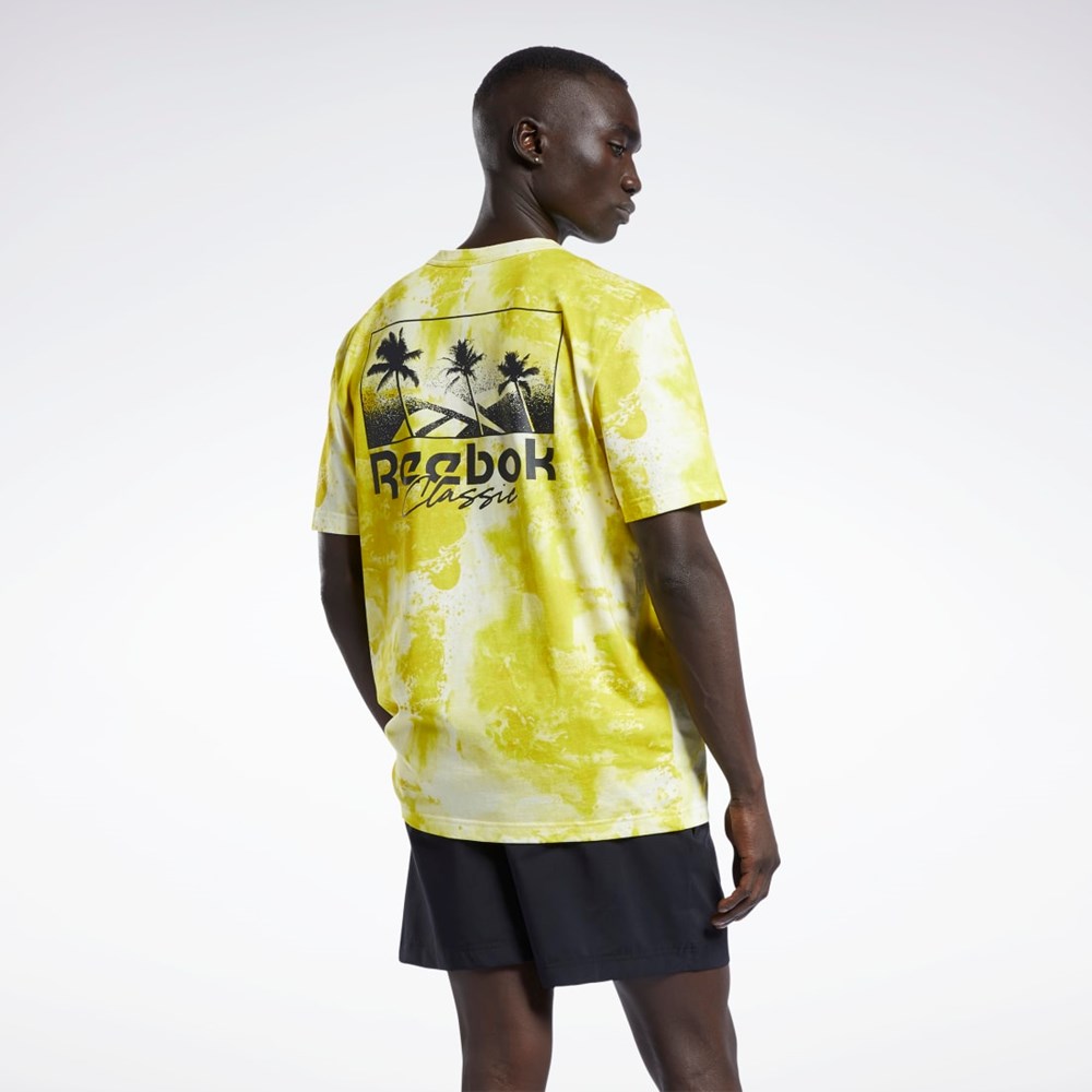 Reebok Classics Allover Print Tryck T-Shirt Gula | ZRYMK-1072