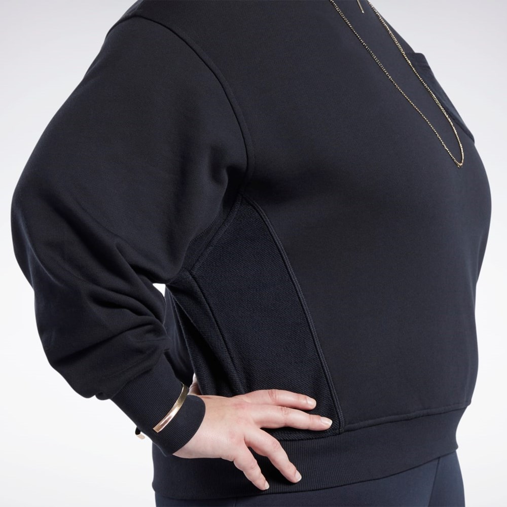 Reebok Classics Bomull French Terry Sweatshirt (Plus Size) Svarta | WUHVM-3571